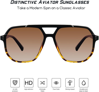 Oversized Aviator Sunglasses for Women and Men with Polarized Lens MS52243