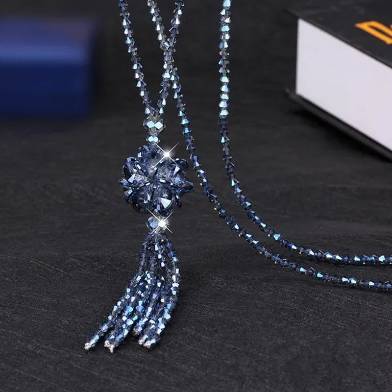 Crystal Bead Female Pendant Necklace Tassel Long Sweater Chain Necklace Decoration