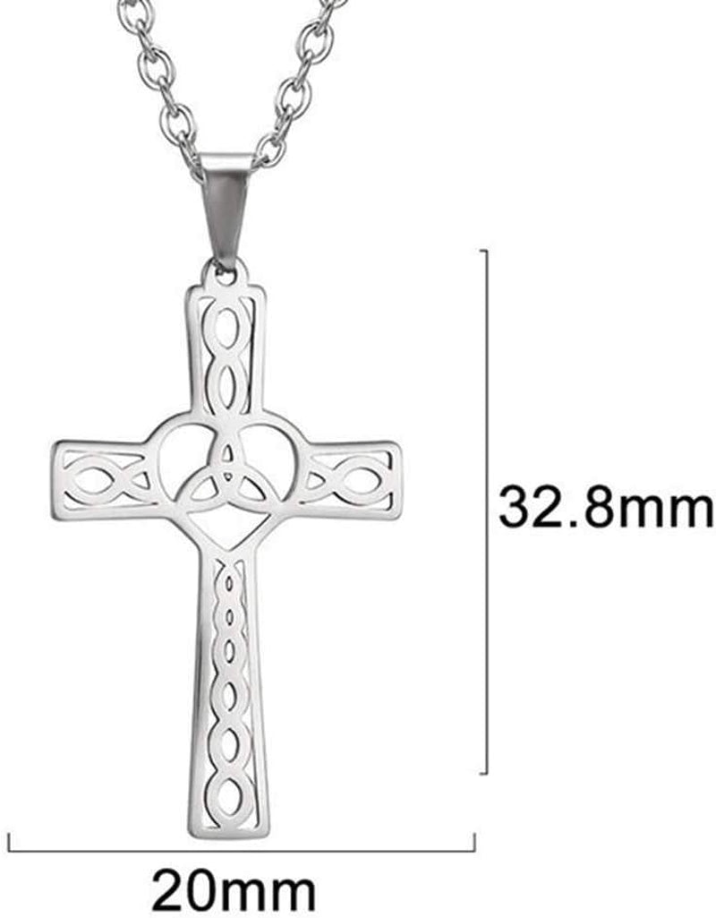 Stainless Steel Celtic Infinity Knot Christian Cross Religious Pendant Necklace