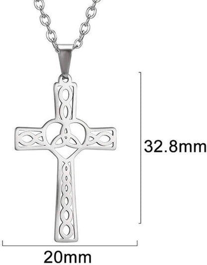 Stainless Steel Celtic Infinity Knot Christian Cross Religious Pendant Necklace