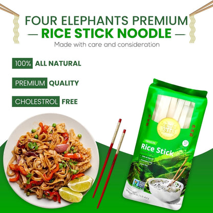 10MM Rice Stick Noodles (Authentic) | Pack of 3 | 1LB 454G per Pack | Use for Pad Thai & Pho | DIY Cooking Instructions Included |  Brand