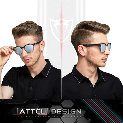 Men'S Driving Polarized Rimless Sunglasses Al-Mg Metal Frame Ultra Light
