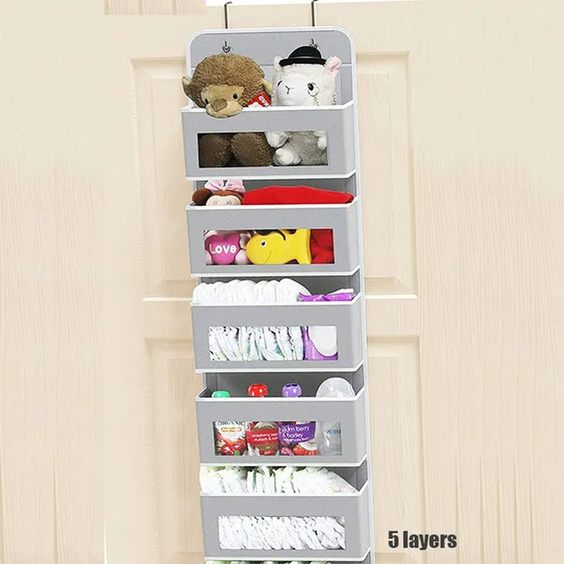 Non-woven Hanging Organizer Fabric Door Wall Hanging Storage Bag Folding Shelf Pocket Closet Hanger Dorm Bath Kitchen Storage 1/2/3/4/5 layers