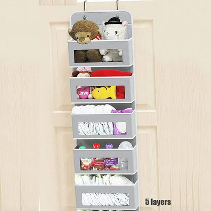 Non-woven Hanging Organizer Fabric Door Wall Hanging Storage Bag Folding Shelf Pocket Closet Hanger Dorm Bath Kitchen Storage 1/2/3/4/5 layers