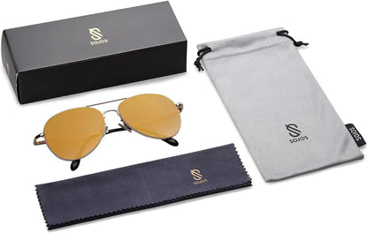 Classic Aviator Sunglasses for Women Men Metal Spring Hinges SJ1030