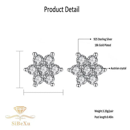 lady 18k white gold plated ruby snowflake ear studs AAAA zircon 925 silver women proposal earrings birthday party fashion jewelry
