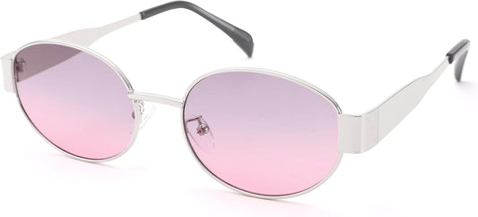 Retro Oval Sunglasses for Women Men - Fashion Sun Glasses - Rectangle Metal Frame Shades