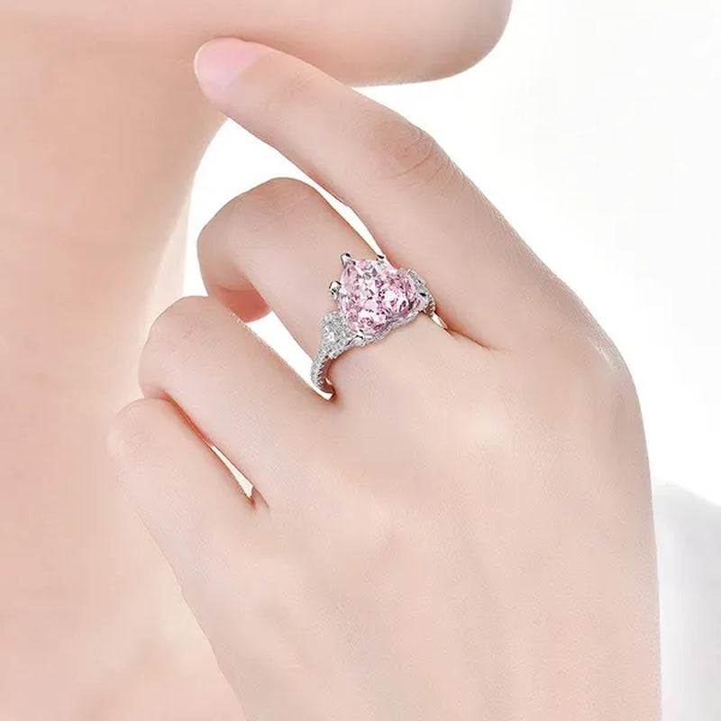 Heart-shaped Diamond Ring Exquisite 18k Gold Plating 925 Sterling Silver Romantic Diamond Wedding Ring