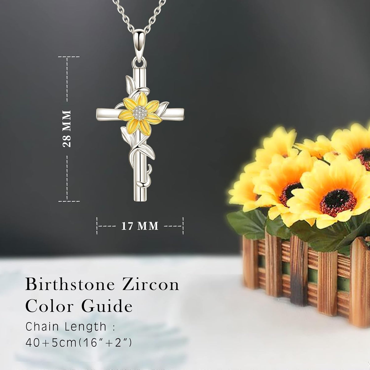Cross Necklace for Women Sunflower Cross Necklace 925 Sterling Silver Dainty Sunshine Pendant for Women Mom Sunflower Gifts for Women