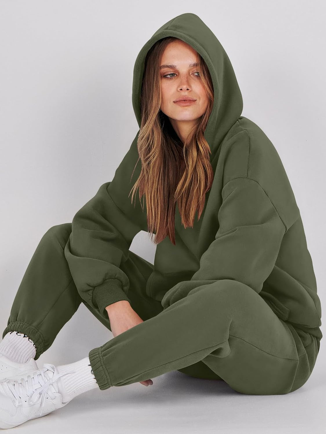 Womens 2 Piece Outfits Lounge Hoodie Oversized Sweatshirt Jogger Sweatpants Y2K Tracksuit Sweatsuit Set Fall Clothes