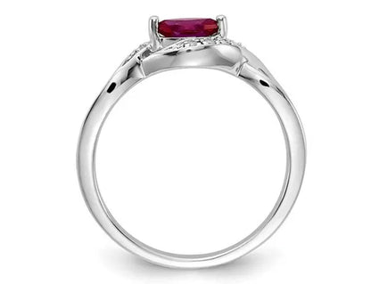 1/3 Carat (ctw) Natural Marquise Cut Ruby Ring in 14K White Gold with Accent Diamonds