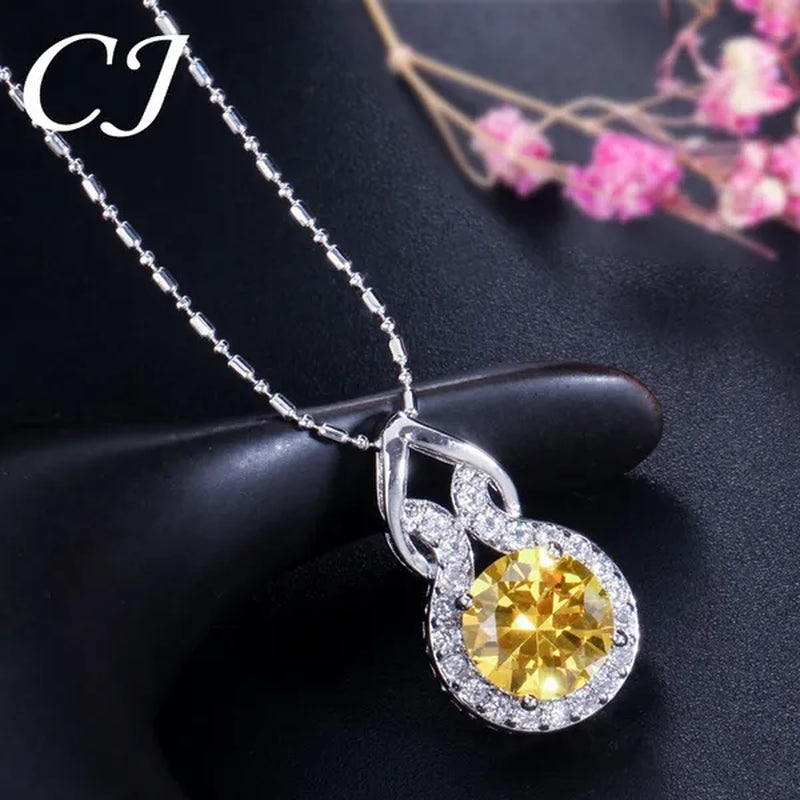 CANDICE Romantic Sterling Silver Jewelry Purple Crystal Pendants Necklace Earrings Ring Set for Women Girls