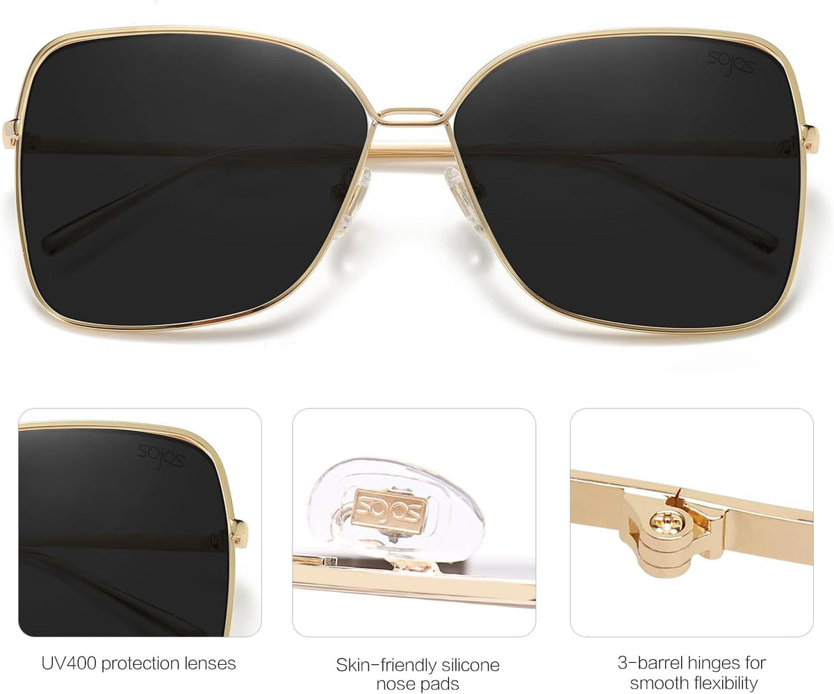 Classic Trendy Square Oversized Sunglasses Womens Mens UV400 Big Large Designer Shades SJ1082