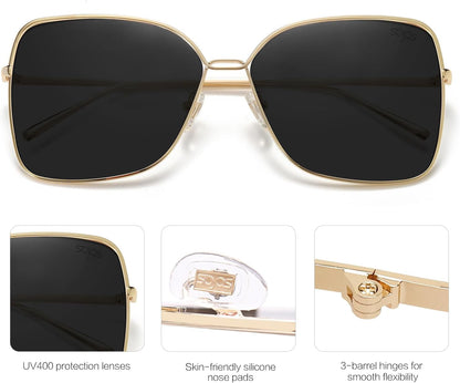 Classic Trendy Square Oversized Sunglasses Womens Mens UV400 Big Large Designer Shades SJ1082