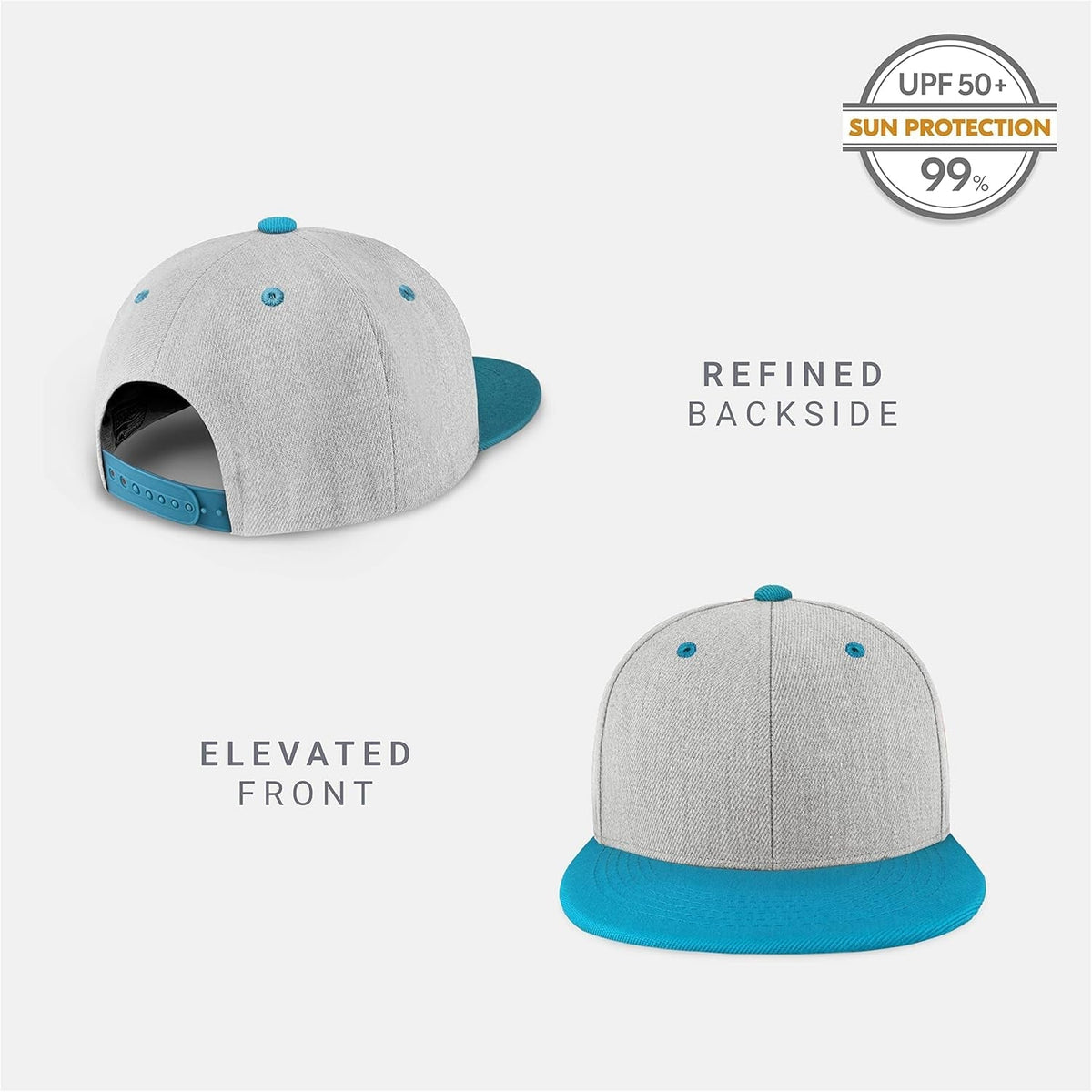 Flat Bill Visor Classic Snapback Hat Blank Adjustable Brim High Top End Trendy Color Style Plain Tone Baseball Cap