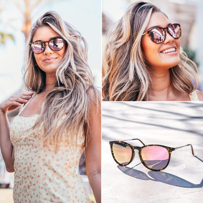 WMP Eyewear Round Sunglasses | Polarized UV Protection | Trendy Sunglasses for Women | Retro Designer Style