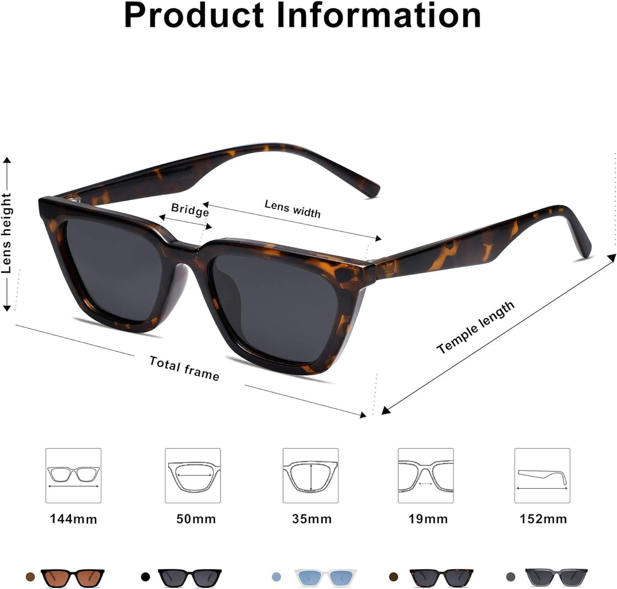 Polarized Narrow Square Cateye Sunglasses for Women Retro Trendy Driving Glasses SJ2169