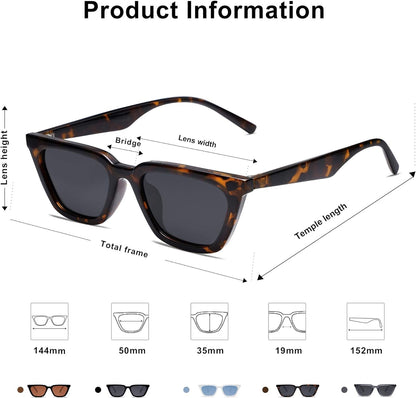 Polarized Narrow Square Cateye Sunglasses for Women Retro Trendy Driving Glasses SJ2169