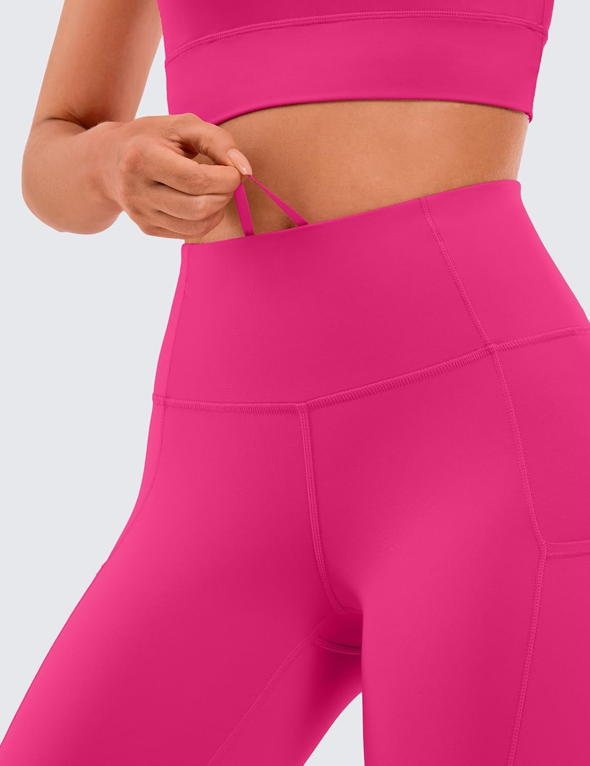Women'S Naked Feeling Workout Leggings 25 Inches - High Waisted Yoga Pants with Side Pockets Running Tights