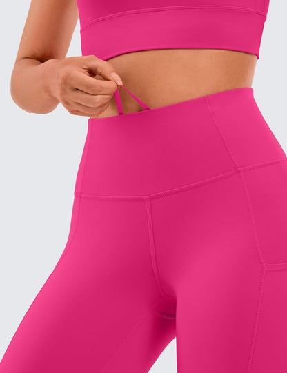 Women'S Naked Feeling Workout Leggings 25 Inches - High Waisted Yoga Pants with Side Pockets Running Tights