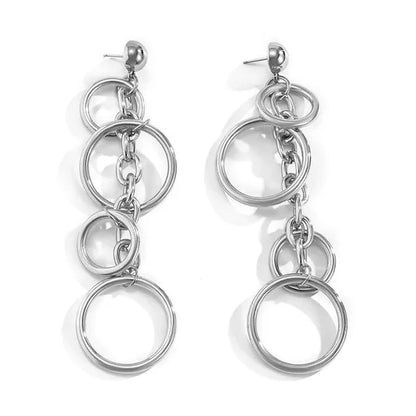 Women Punk Long Big Circle Link Chain Earrings Hiphop Large Drop Earrings Fashion 2021 Earring Jewelry Gift
