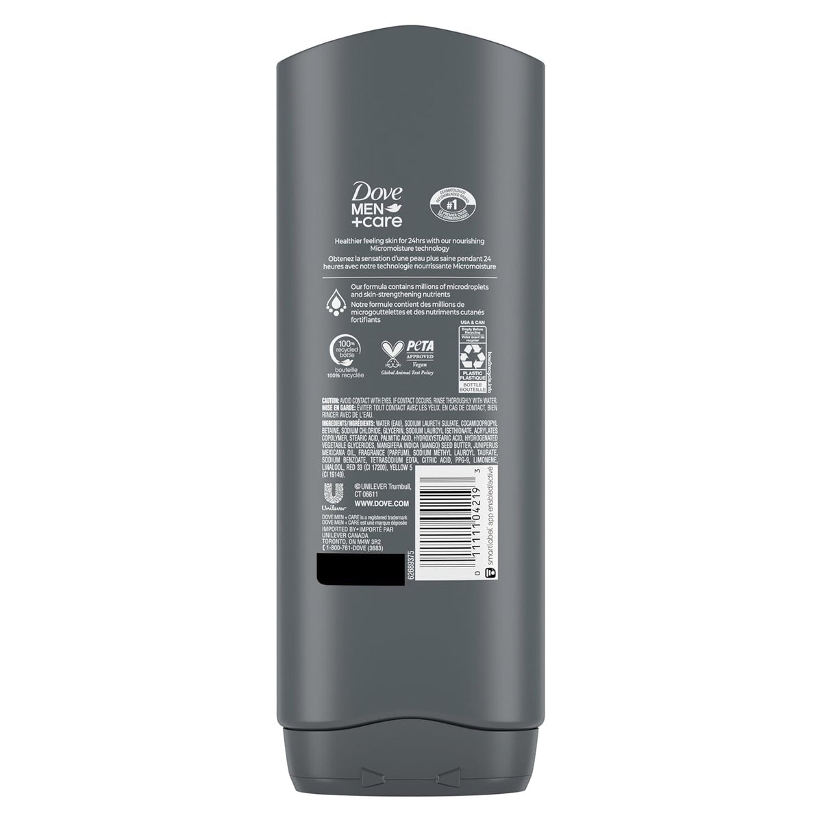 Body Wash Rejuvenating Mango + Cedarwood 4 Count for Men with 24-Hour Nourishing Micromoisture Technology 18 Oz