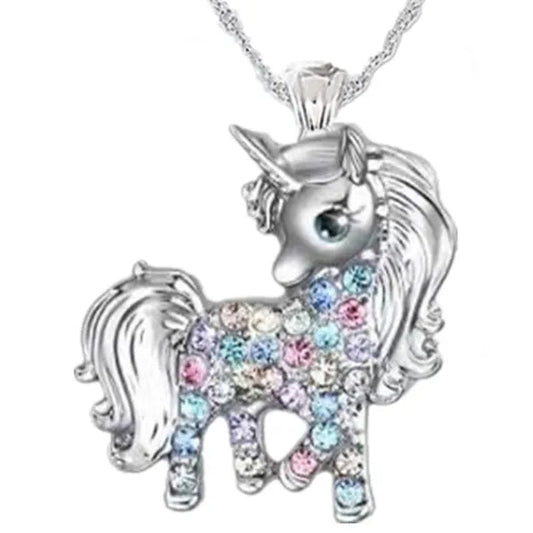 Exquisite Fashion Personality Women's Unicorn Jewelry Accessories  Necklace Zircon Necklace Couple Jewelry Accessories Lovely and Elegant Unicorn Animal Pendant Birthday Wedding Valentine's Day Anniversary Gift