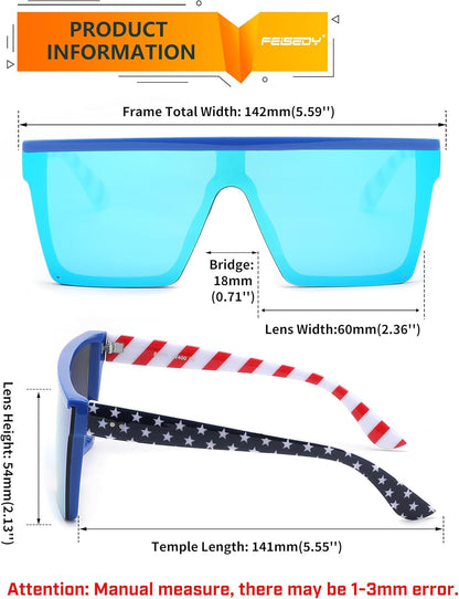 Oversized Sunglasses Mens Womens Flat Top Square Trendy Visor Shades UV400 B2470
