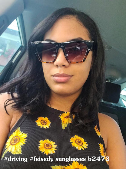 Vintage Square Cat Eye Sunglasses Women Trendy Cateye Sunglasses B2473