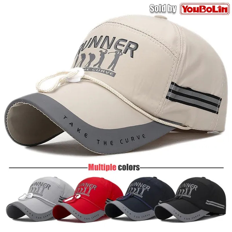 Extended Brim, Quick Drying Fabric, Reflective Strip and Windproof Rope, Outdoor Sport Baseball Cap. New Fashion Casual UV Proof Snapback Hats Suitable for Mountaineering and Fishing in Summer