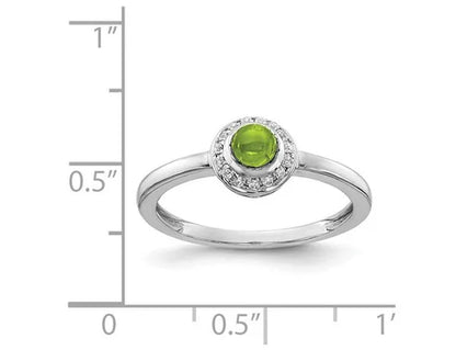 Ladies Natural Cabachon Peridot Ring 1/2 Carat (ctw) in 14K White Gold with Accent Diamonds