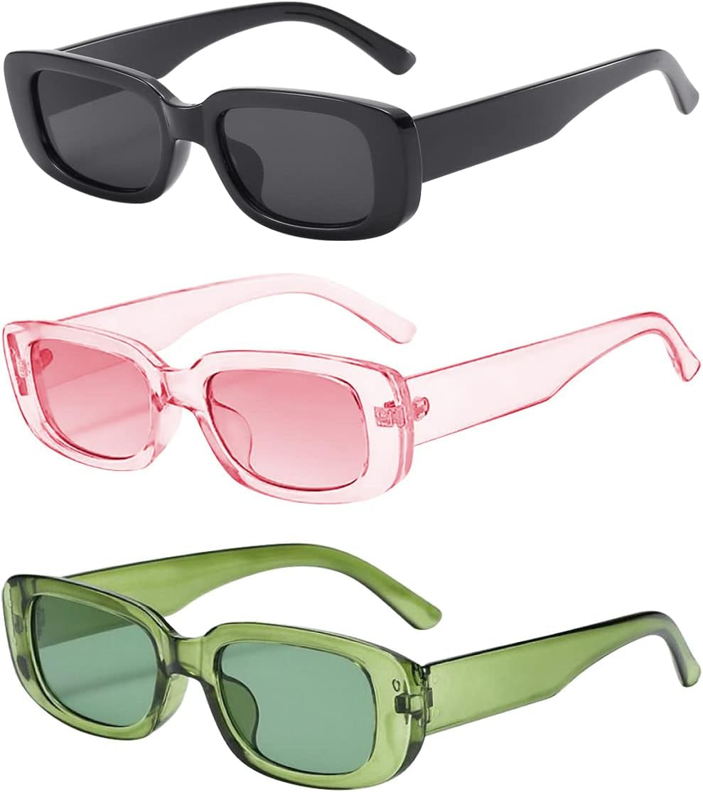 Rectangle Sunglasses for Women Men Trendy Retro Fashion Sunglasses UV 400 Protection Square Fram