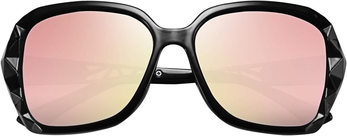 Polarized Women Square Sunglasses Sparkling Composite Shiny Frame B2289