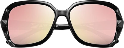 Polarized Women Square Sunglasses Sparkling Composite Shiny Frame B2289