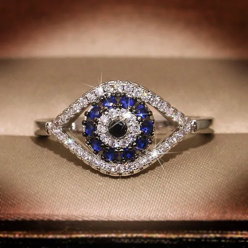 New Fashion Devil's Eye Finger Ring Luxury Diamond Evil Eye Lucky Ring for Women Jewelry Gift