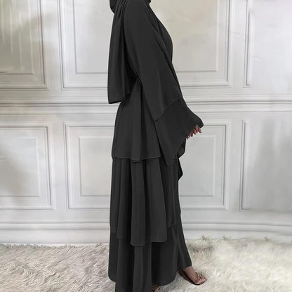 Abayas for Women Muslim Dubai Dress Solid Loose Fit Long Cardigan Islamic Kaftan Robe Open Front Maxi Length