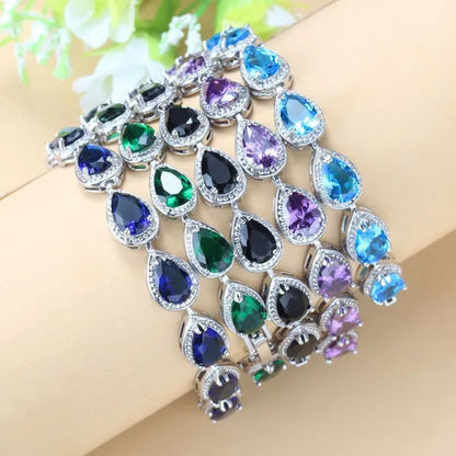 Silver 925 Selling Water Drop Green Zircon Bracelet Health Fashion Jewelry For Women