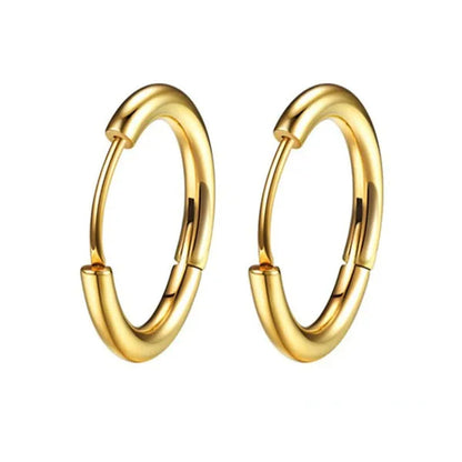 1 Pair Women/Men Stainless Steel Gold Silver Color Small Hoops Earring Piercing Ear Cartilage Tragus Simple Thin Circle Anti-allergic Ear Buckle Earring