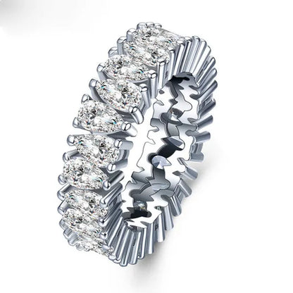 Luxurious  Silver Natural Gemstones White Sapphire Wedding Birthstone Bride Flower Engagement Ellipse Drop Ring Jewelry Size 6 7 8 9 10