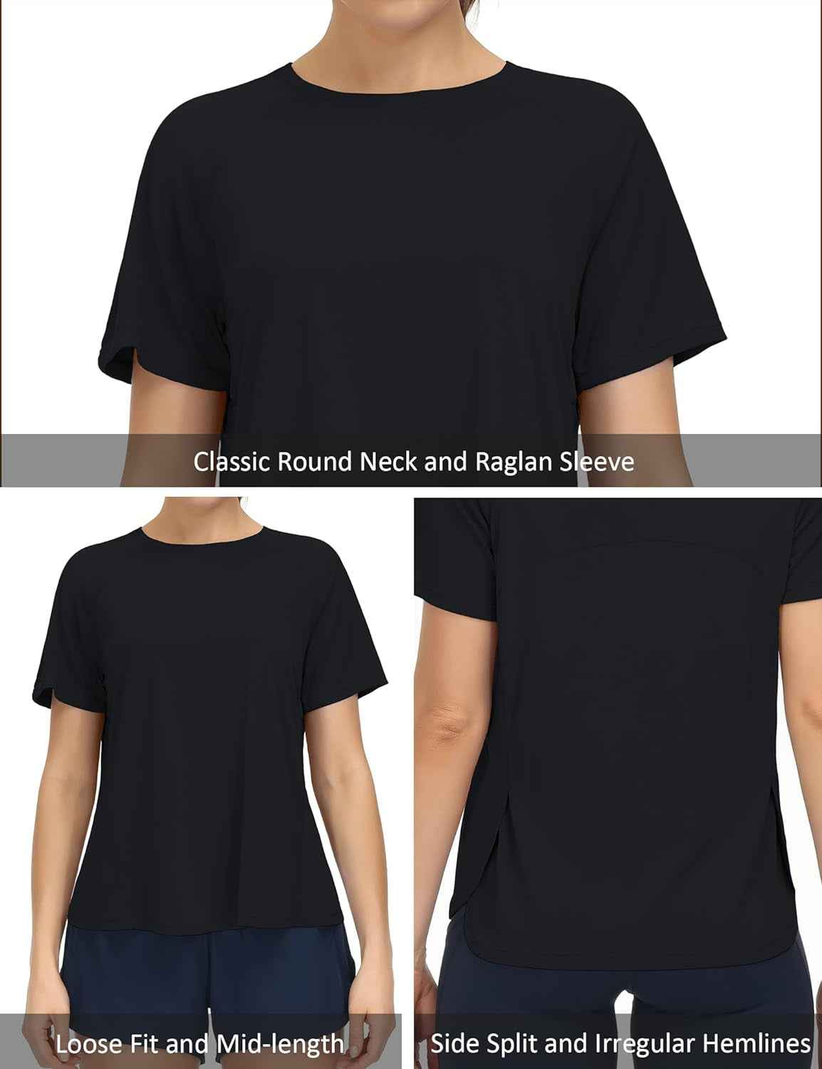 Women'S Short Sleeve Workout Shirts Breathable Yoga T-Shirts with Side Slits Athletic Tee Tops