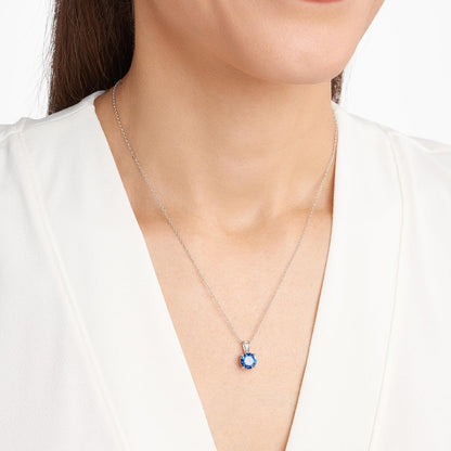 Sterling Silver round Cut Birthstone Pendant Necklace 18" (Previously Amazon Collection)