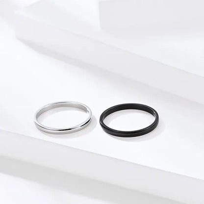 2mm Stainless Steel Thin Ring Rose Gold Black For Women Men Minimalist Ring Jewelry Party Simple Fashion Gift Size 3 To 12