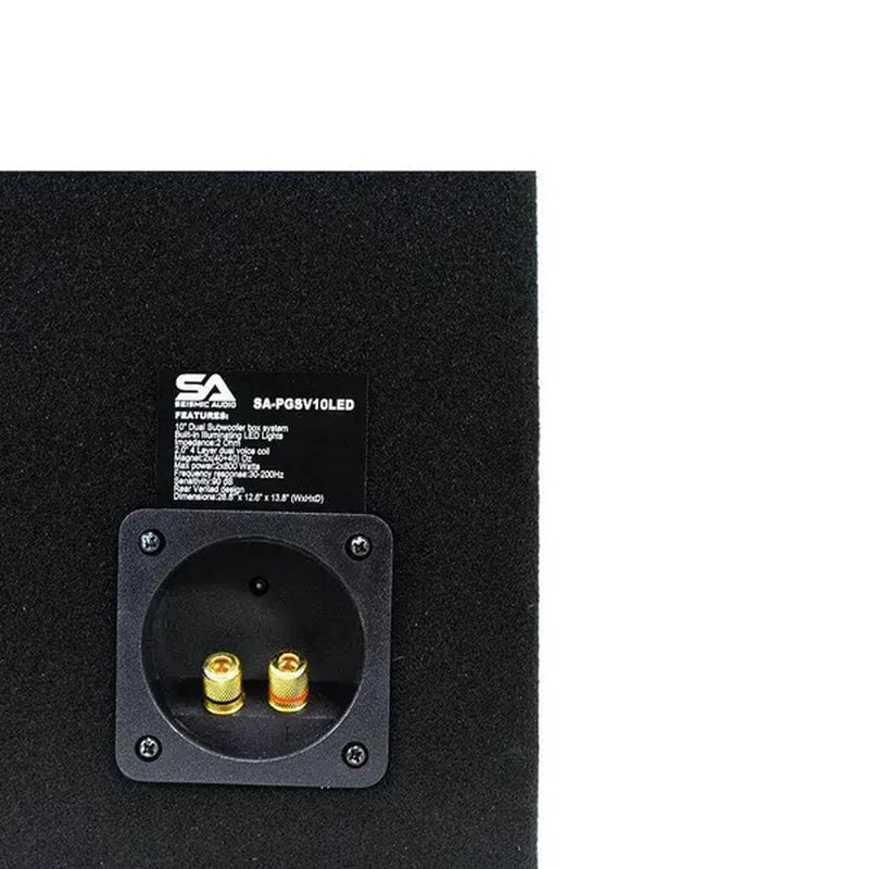 SA-PGSV10LED - Dual 10 Inch Vented 1000 Watt Car Audio Subwoofer Box with LED Lights & Plexiglass Window