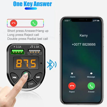 Bluetooth 5.0 FM Transmitter Car Kit MP3 Modulator Player Wireless Handsfree Audio Receiver Dual USB Fast Charger 3.1A