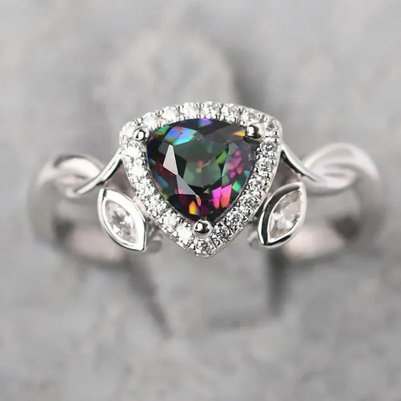 Fashion 925 Silver Triangle Cut Topaz Diamond Rings for Women Bridal Romantic Engagement Proposal Fine Jewelry
