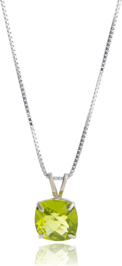 14K Gold 8Mm Gemstone Pendant Necklace for Women with 18 Inch Box Chain (Previously Amazon Collection)
