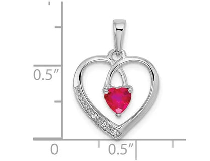 3/10 Carat (ctw) Ruby Heart Pendant Necklace in 14K White Gold with Chain
