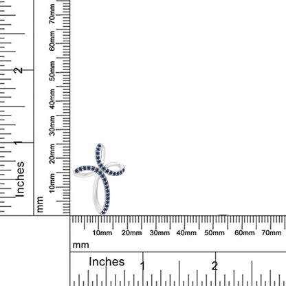 1.2MM round Cut Blue Sapphire Infinity Cross Necklace Pendant - 14K White Gold over 925 Sterling Silver Twist Cross Necklace for Women with 18" Chain (Clarity-Vvs1, Color-Blue, 0.12 Carat)