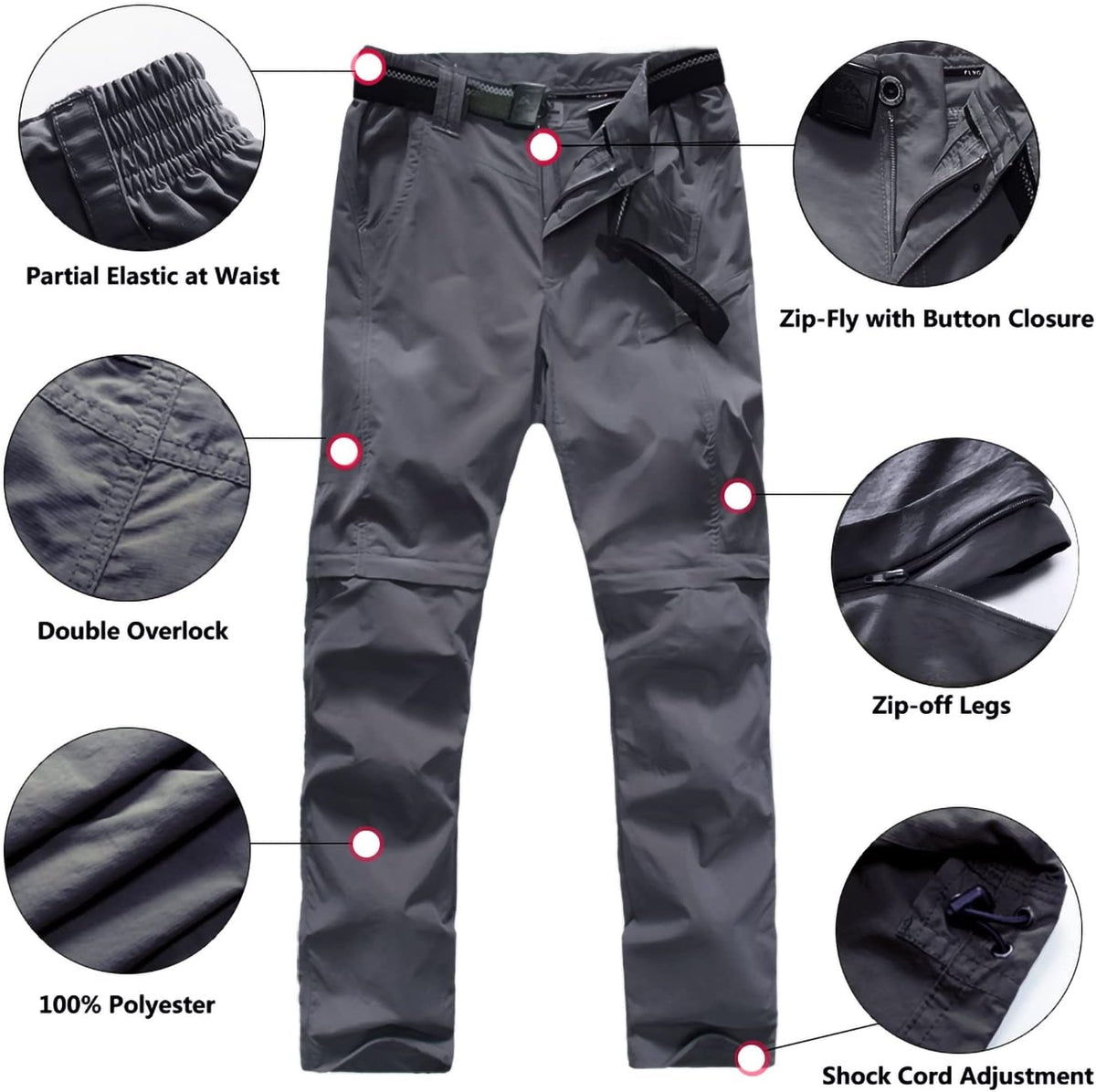 Boy’S Scout Pants Convertible Hiking Quick Dry Zip off Pants Outdoor Climbing Casual Trouser Kids Youth Cargo Pants