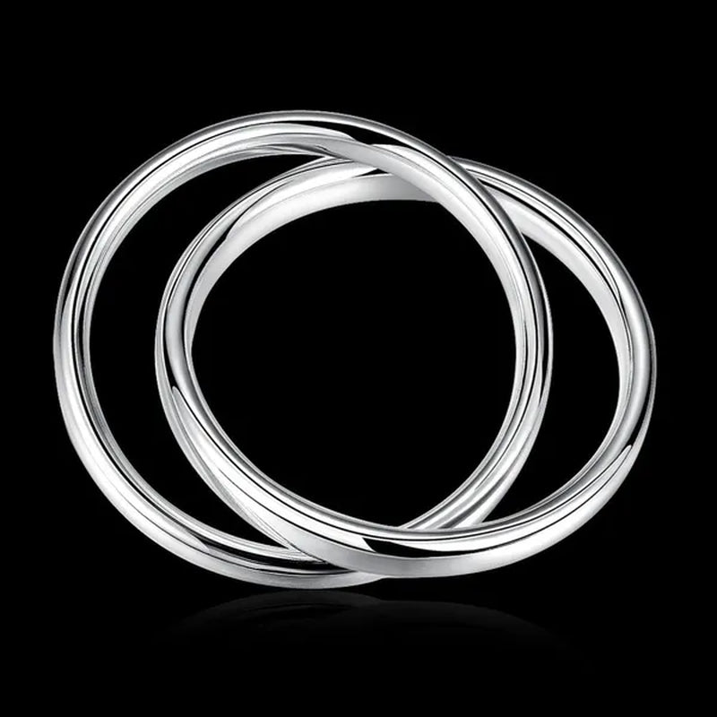 2019 New Pure 925 Sterling Silver Two Round Circle Bracelets Bangles Women Men Fashion Jewelry Gift